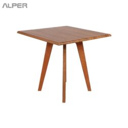 میز کافی شاپ مربع صفحه وکیوم پایه چوبی